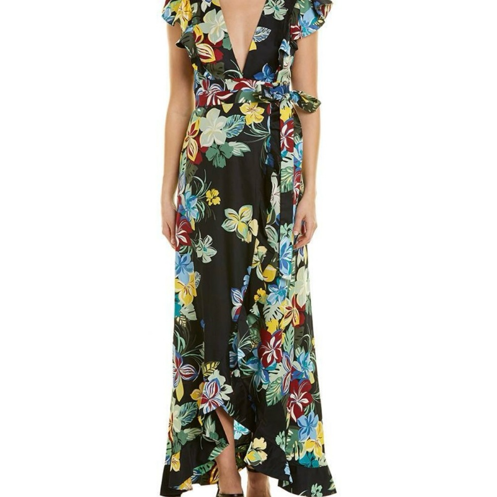 Alexis Black Floral Wrap Maxi Dress